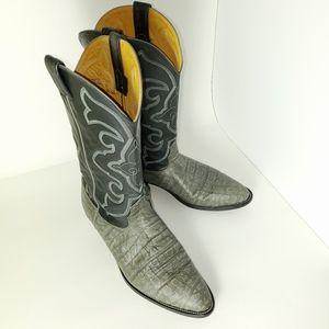 Nocona Western Cowboy Boots Men's Cape Buffalo Gray and Black Size 11 D Vintage